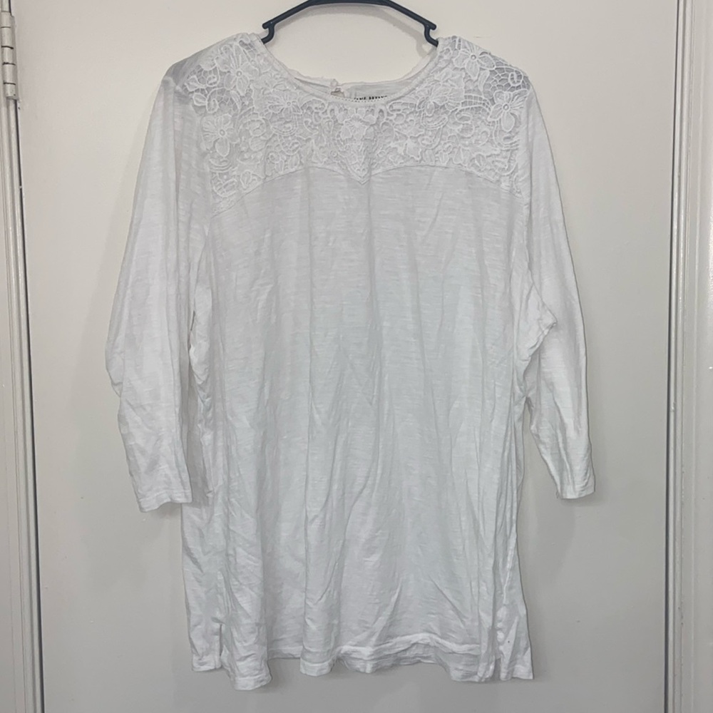 Lane Bryant crochet neckline top